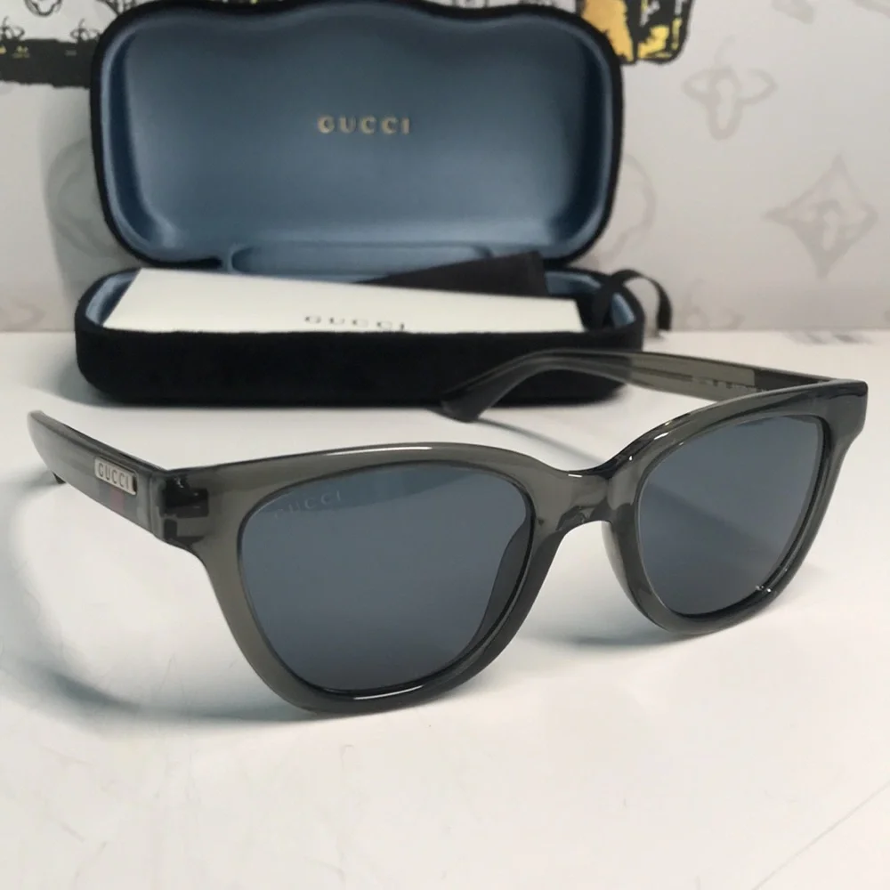✨ Brand New Gucci GG1116S 003 Sunglasses – Grey Frame with Blue Lenses ✨